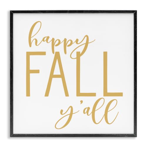 Happy Fall Y'all Seasonal Typography, 12 x 12 Inch Framed Giclée Print