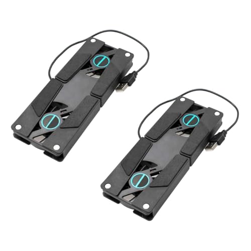 LABRIMP 2 Pezzi Base di Raffreddamento a Doppia Pieghevole USB Antiscivolo per Laptop Notebook Cooler Pad Portatile Abs Black