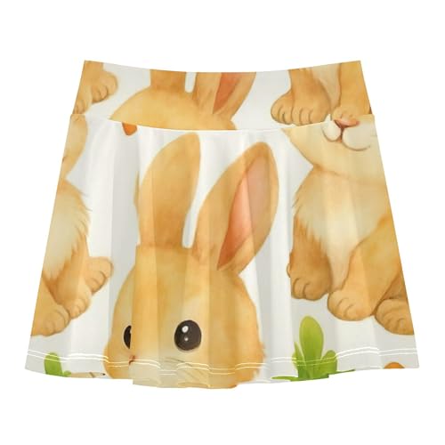 Toddlers Tennis Skirts Cute Rabbits Carrots White Athletic Shorts for Girls Skorts Outfit Cheer Skirt 4t