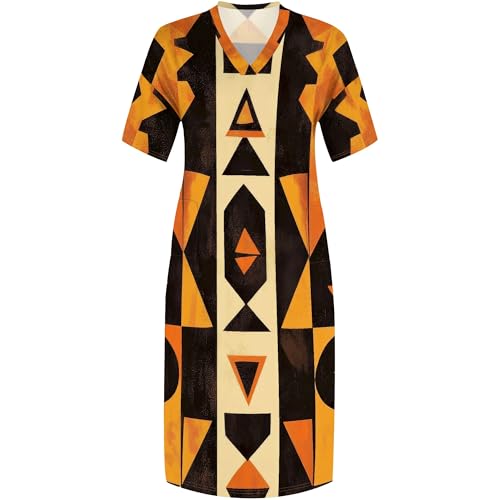 Image of SUZONANA Plus Size Dresses for Curvy Women African Print American Dress Summer Outfits Casual Loose with Pocket