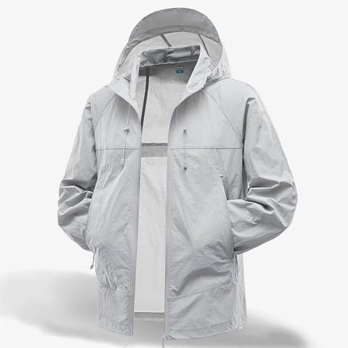 Men's UPF 50+ Sun Protection Jacket Zip Up Hiking Solid Long Sleeve Shirts Hooded Lightweight Fishing Summer Shirts2