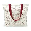 WIERAEM Aesthetic Women's Canvas Tote Bag Canvas Bags with Zip and Pockets Reusable Canvas Shopping Bags for Shopping (Red-Cat)