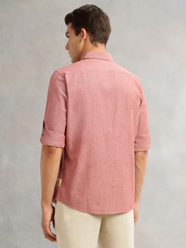 Image of Thomas Scott Men's | Solid | Premium Linen Blend | Spread Collar | Summer Wear | Long Sleeve | Shirts for Men
