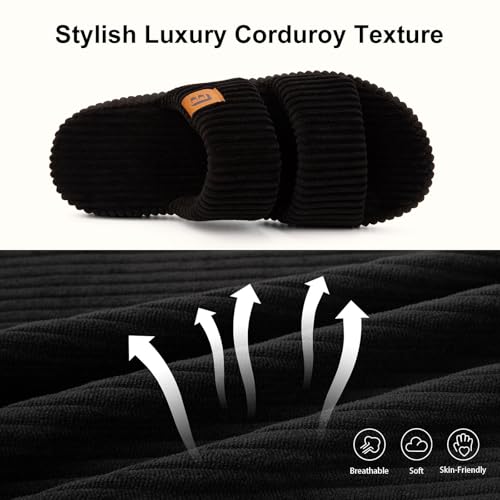 Image of LongBay Slippers for Women Memory Foam Open Toe Slide Indoor House Shoes Slip On Bedroom Comfy Gift