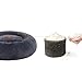 Feandrea Hundebett flauschig, Katzenbett, Donut Kissen, waschbar, Polsterung in der Mitte herausnehmbar, Langer Plüsch, 50 cm Durchmesser, dunkelgrau PGW037G02