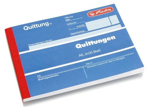 Herlitz 886622 Quittungsblock A6, 2 x 40 Blatt, selbstdurchschreibend, 10 Stück