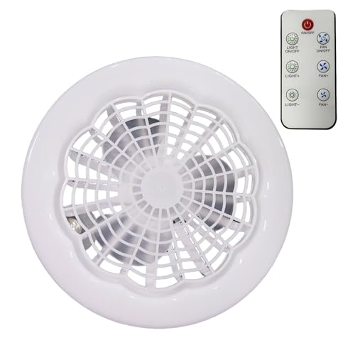 JISADER Ventilador de Techo con lámpara LED E27, iluminación de Techo para Restaurante, Cocina, Sala de Estudio, Dormitorio, Garaje