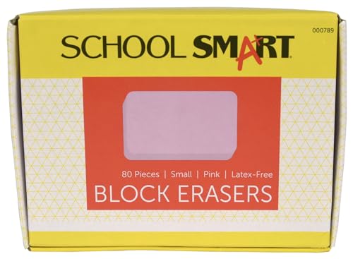 School Smart Small Pink Block Eraser, Pack of 80