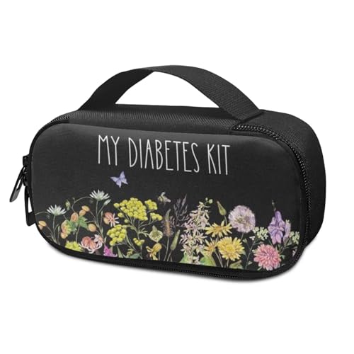 Tuoxiukan Butterfly Flower Insulin Cooler for Diabetic Travel Case, Waterproof Medication Pen Insulated Cooling Bag Portable Diabetic Insulated Organizer, My Diabetes Kit