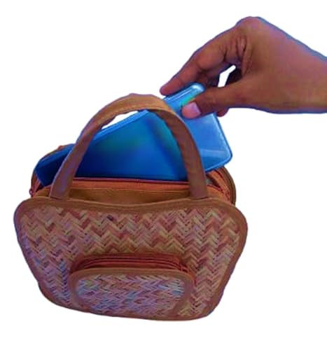 Image of han bag bamboo (HART SHAPE) Bamboo Bags for Women - Handmade Wicker Woven Purse Handbag