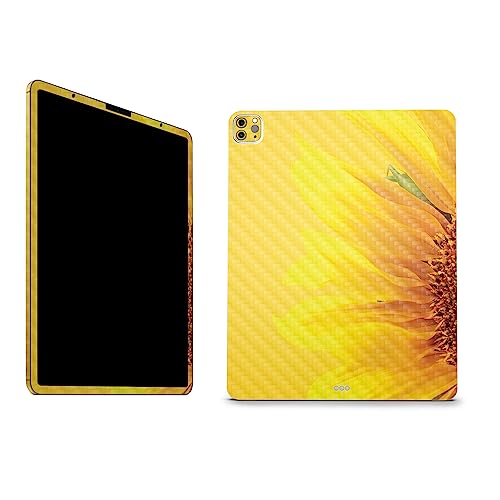 Image of MightySkins Carbon Fiber Skin Compatible with Apple iPad Pro 12.9 inch M2 6th Gen (2022) Full Wrap Kit - Sunflower Yellow | Protective Durable Textured Carbon Fiber Finish | Easy to Apply Made in The USA