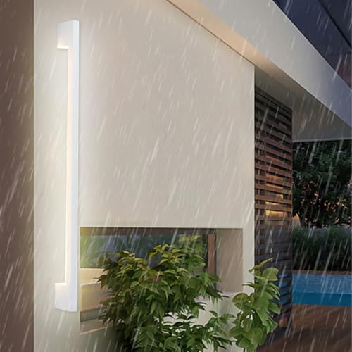 Lumière murale extérieur LED rectangle 40cm blanche en aluminium étanche
