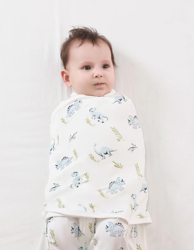 Image of Baby Wearable Blanket Sleeveless Unisex Sleeping Bag Swaddle Boy Girl Sleep Sack Viscose from Bamboo, Little Dinosaur, 0-3Months