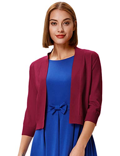 Image of GRACE KARIN Women Cardigan Sweaters Lightweight Knit Cropped Cardigans Trendy 3 /4 Sleeve Shrug Bolero S-3XL
