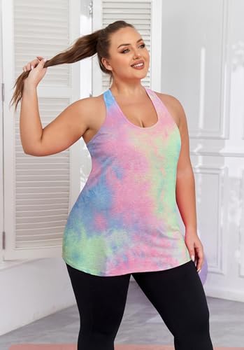 Image of ForHailey Women's Plus Size Cross Back Workout Tank Tops Athletic Shirts