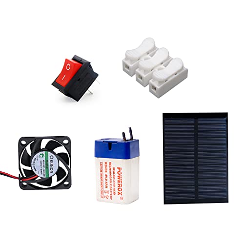 Image of Electronic Spices Diy Mini Solar Rechargeable Exhaust Fan Kit (Solar, Switch, Push Connector, Cooling fan, Battery) With Video Tutorial & User Manual Solar Powered Toy Kit