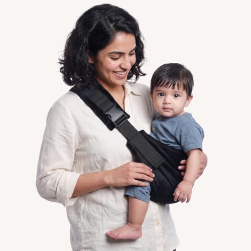 Snugs Ergonomic Baby Carrier | Luxe Edition | Toddler carrier | Sling carrier | Breathable and Lightweight Fabric | Adjustable Straps | Suitable for 8 Months to 4 Years | Supports Up to 20 Kg (Deep Black)