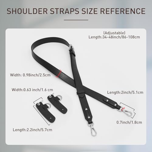 Image of Upgraded Purse Strap Replacement Compatible with Longchamp Small Bags, Anti-Slip Leather Bag Straps Conversion Kit, 4 Buckles Handbags Crossbody Shoulder Strap 34-48'' Adjustable for Women(Black)
