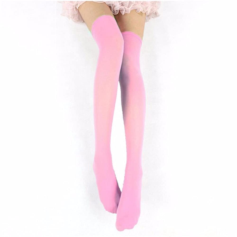 Bas Sexy pour Femmes, Bas Extensibles, au-Dessus du Genou, Tendance (Blanc A) (Rose A) (Rose A)