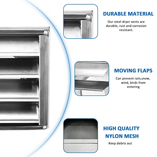 Cenipar Dryer Vent Cover,304 Stainless Steel Outside Vent Cover With Moving Lamellas(6-Inch) #TOP3