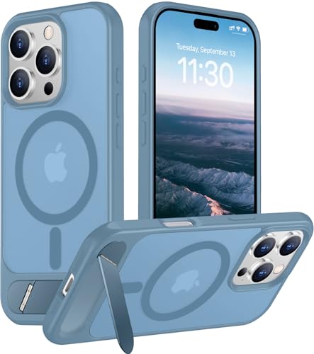 Image of Magnetic Compatible with iPhone 16 Pro Case, [Built-in Invisible Kickstand][Compatible with MagSafe][Military Grade Shockproof] Slim Translucent Matte Phone Case for iPhone 16 Pro 6.3 inch