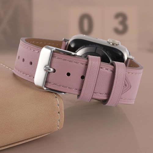 Genuine Leather Band Compatible with Apple Watch Bands for Women Men 49mm 46mm 45mm 44mm 42mm 41mm 40mm 38mm, Soft Leather Replacement Strap for iWatch Ultra/SE/Series 11 10 9 8 7 6 5 4 3 2 1
