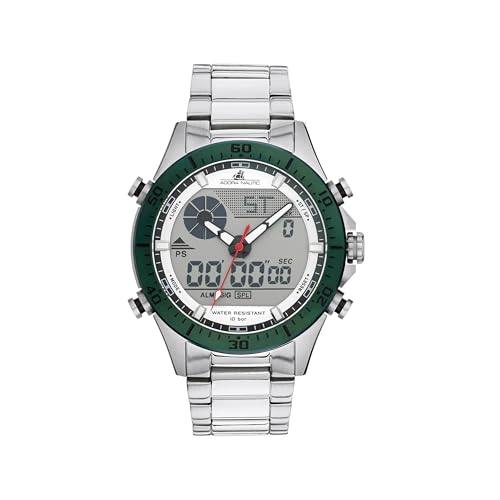 Adora Nautic Herren Chronograph 44 mm Edelstahl Armbanduhr Analog & Digital 10 bar wasserdicht (Grau, Silber, Grün)