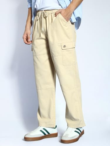 Image of Urbano Fashion Men's Loose Baggy Fit Cargo Jogger Chino Pant with 6 Pockets Stretchable