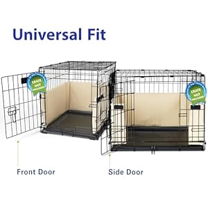   Pet-Dreams-Small-24-Inch-Khaki-Tan-Dog-Crate-Bumper-Non-Toxic-Dog-Bed-Set-Brushed-Twill-Machine-Washable-Eco-Friendly-Dog-Crate-Accessories-fits-Single-Door-and-Double-Door-Wire-Dog-Crate