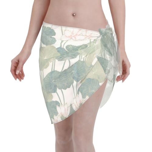 Vestido de traje de baño con estampado de lirio negro, elegante envoltura de playa, salida de baño, para mujer, perfecto para piscina y centro turístico, Negro, talla única