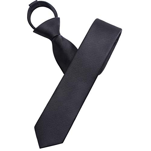 Mumusung Men's Solid Color Slim Skinny Tie 2" Necktie（black tie）