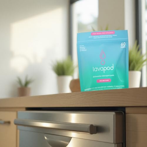 Image of Natural Dishwasher Detergent Pods| Free and Clear (Unscented) Dish Tabs, Eco-Friendly Plant Based Enzymes | Leaves Dishes Sparkling, 60 Count