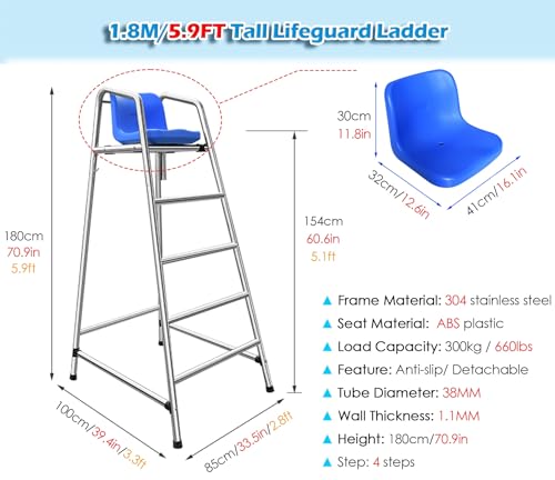 Silla Salvavidas Deluxe 180 cm para Piscina Plata miniatura 2