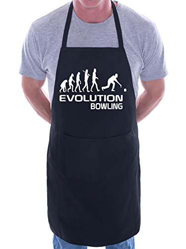 Print4U Evolution Of Crown Green Bowling BBQ Cooking Funny Novelty Apron Black