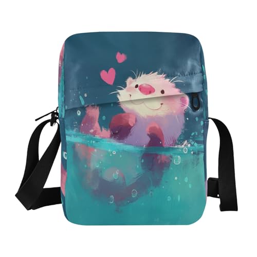 Peach Cute Cartoon Otter mens messenger bag crossbody cross body bag men Woman Handbag Shoulder Strap Adjustable Strap for outdoor sports work