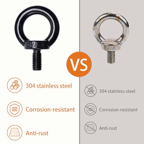 Image of Antrader M8 Lifting Eye Bolts,Stainless Steel Machinery Shoulder Lifting Eye Bolt,Black,4Pcs