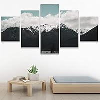SIGNWIN 5 Panel Canvas Wall Art Modern Art Expressive Farmhouse/Country Landscape Mountain Top Multicolor Photography for Home Decorations Ready to Hang - 60