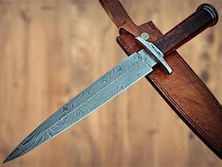 DZ-01 Handmade Damascus Steel Hunting knife 15 '' - Hunting knife Perfect Grip With Rose Wood Handle - Horizontal Carry knife Scout Carry Knife - Handmade Survival knife, Black and Brown - TZ KNIVES