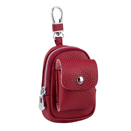 Mini sac à dos porte-monnaie écouteurs cartes et cuir PU rouge