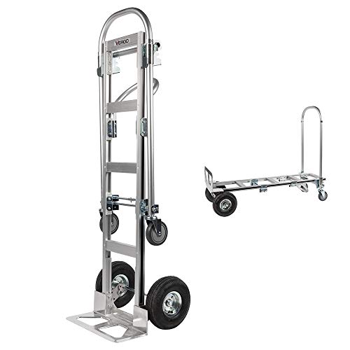 Vergo Industrial AS7B Aluminum Convertible Hand Truck Dolly Cart with Loop Handle 800 lbs Capacity (2 Positions, 63