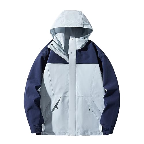 Chaqueta Mujer Impermeable cortavientos Otoño Invierno Chaqueta Mujer con Capucha Desmontable Abrigo de Trekking Deportiva Senderismo Hoodie con Bolsillo Cremalleras Color Sólido al Aire Libre