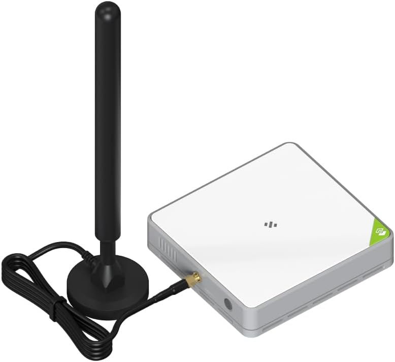 SenseCAP M2 LoRaWAN Indoor Gateway with antenna connected.