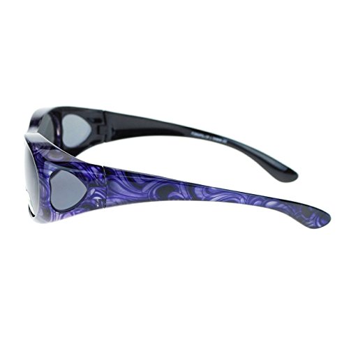Polarized Sunglasses Fit Over Glasses for Small Glasses Oval Frame Purple Print
