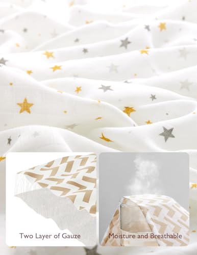 Image of Momcozy Muslin Swaddle Blankets, 4-Pack Breathable and Skin-Friendly Receiving Blankets, Best Wishes Swaddle Blanket Shower Gifts & Baby Registry Essentials, Large 47 inchx47 inch, Stellar Orbit