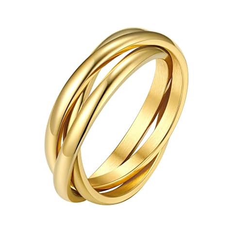 FOCALOOK Triple Interlocked Gold Band Ring Cover