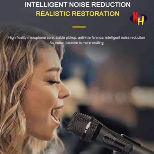 Image of kh UHF Wireless Microphone System - Dual Handheld Cordless Dynamic Mics with Rechargeable Receiver, Long Range, Clear Sound for Karaoke, DJ, Singing, Wedding, Party, Stage & Public Speaking