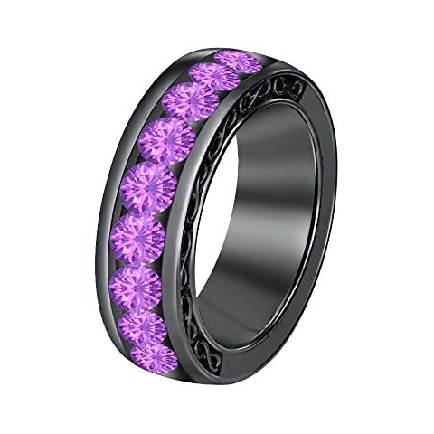 Gold & Diamonds 14k Black Gold Amethyst Wedding Band Cover