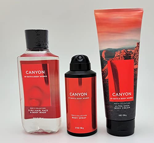 Bath & Body Works - Canyon Γ’β¬β For Men - 3 pc Bundle - 3-in-1 Hair, Face & Body Wash, Deodorizing Body Spray and Ultra Shea Body Cream - 2021 Bath & Body Works - Canyon Γ’β¬β For Men - 3 pc Bundle - 3-in-1 Hair, Face & Body Wash, Deodorizing Body Spray and Ultra Shea Body Cream - 2021