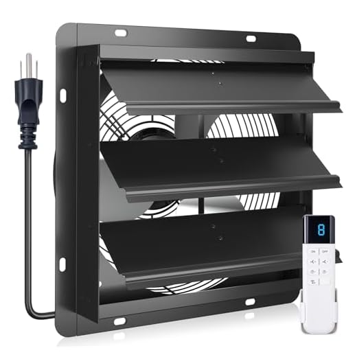 addlon 12 Shutter Exhaust Fan Wall Mounted with EC Motors and Remote Control, Timer, 8 Speeds, 1250CFM, Low Noise, Easy to Install, Plug in Ventilation Fan for Garages, Shops, Greenhouse, Attic