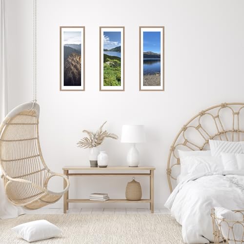 Image of JCJMY 9x27 Picture Frame with 8x24 Mat, Display Photo 8x24 with Mat or 9 x 27 Without Mat, Wall Hanging Large 9 by 27 Poster Frame with Plexiglass, Rustic Brown